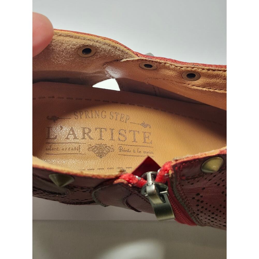 L'Artiste Womens Perforated Shooties Ankle Booties Crimson Red Leather Size 7.5 - Picture 10 of 16
